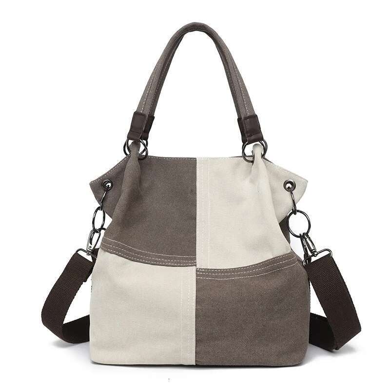 Canvas Ing Contrast Color Tote Fashion Style Handbag Shoulder Retro Crossbody Women's Big Bag