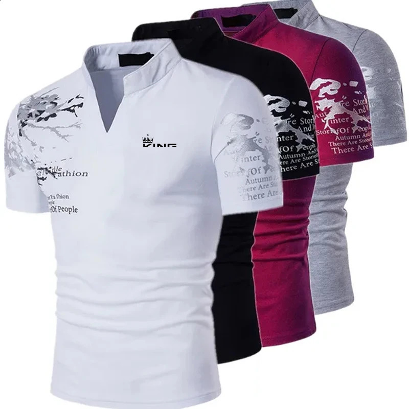 Mens polo shirt golf shirt graphic print V-neck outdoor short sleeved printed sportswear fashionable streetwear er 250422