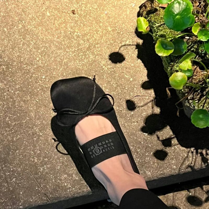 Women's Black Satin Square Toe Bow Mary Jane Block Heel Shoes, Casual Daily Commute Footwear---168-6