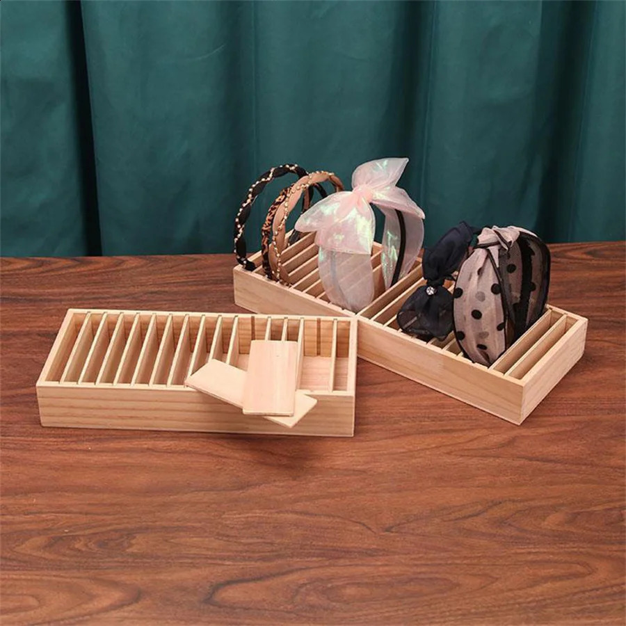 Wooden Headband Storage Box Detachable Hair Accessory Storage Holder Bracelet Jewelry Sundries Organizers Counter Showcase Props 250424