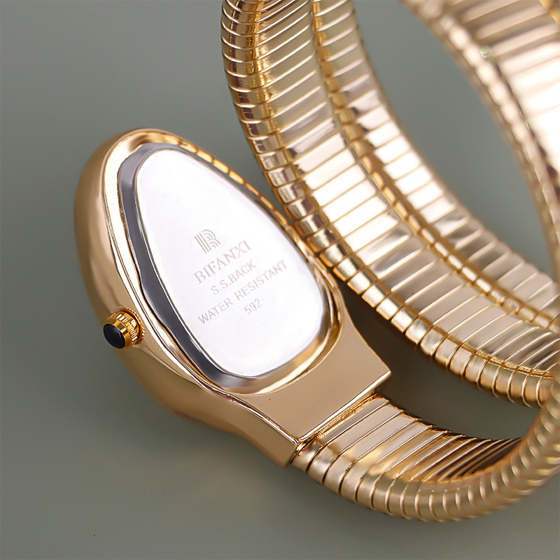 Luxury Brand Designer Watches Foreign Trade Snake-Shaped Quartz Watch For Women, Fashionable Two-Circle Steel Band Watch, Versatile Gradient Bracelet 