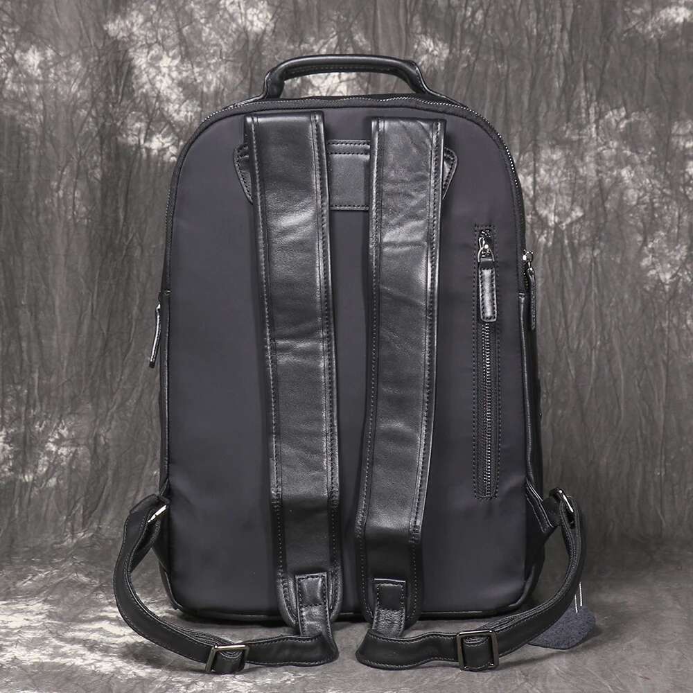 LUOKIR New Leather Men's School Bag With Layered Cowhide Handbag, Large Capacity Computer Bag, Women's Travel Backpack
