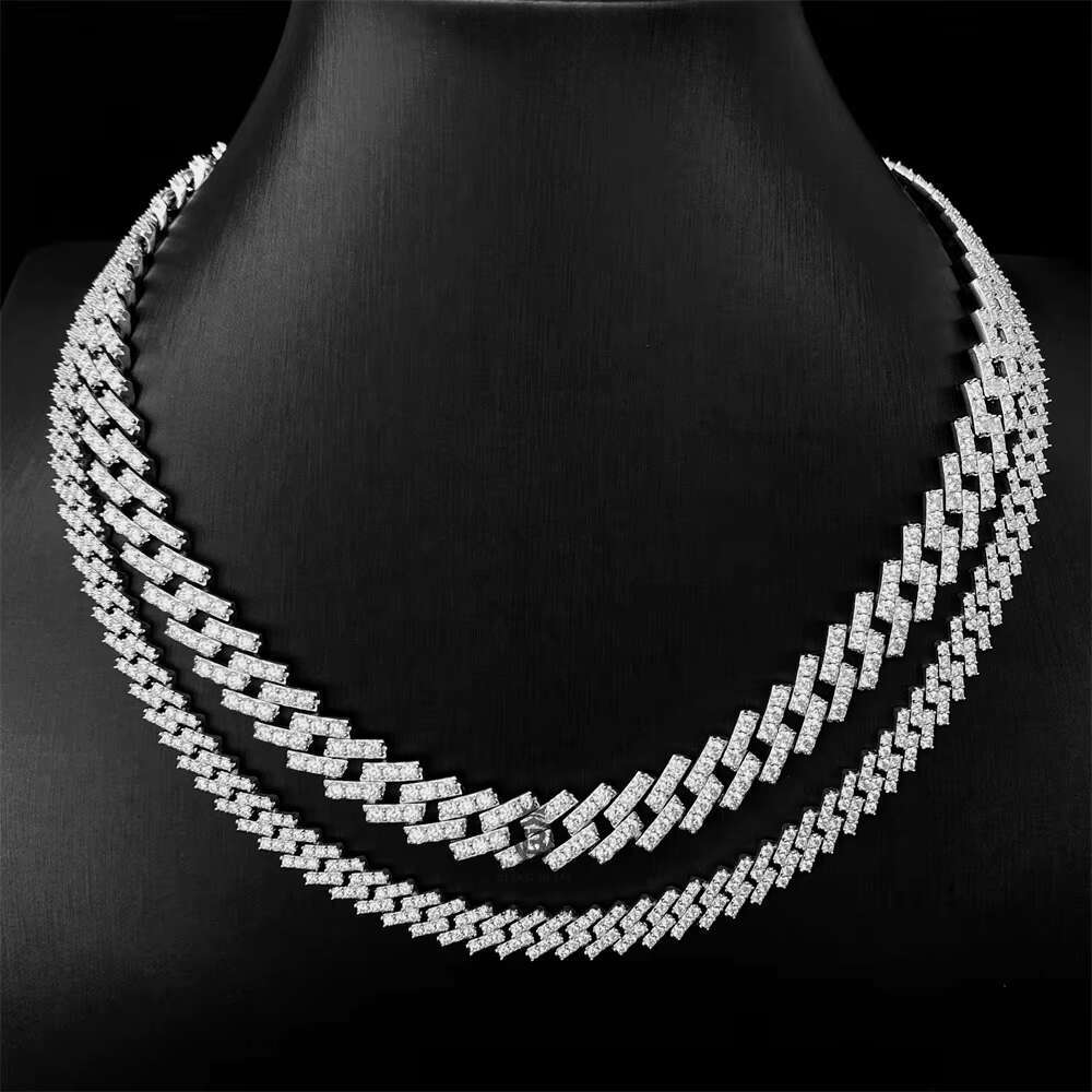 Bling Fine Hip Pop Iced Out Lab Diamonds Moissanite Miami Cuban Link Chain Necklace Piercing Jewelry