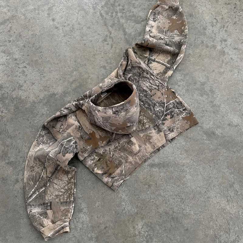 Y2K retro mens printed camouflage pattern pullover sweatshirt street hip-hop streetwear oversized unisex camouflage hoodie w250425