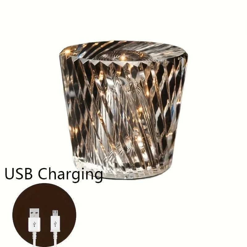 Crystal Diamond Night Light Restaurant Bar Table Light Atmosphere Light Bedroom Bedside Table Lamp Rechargeable Romantic LampM251125
