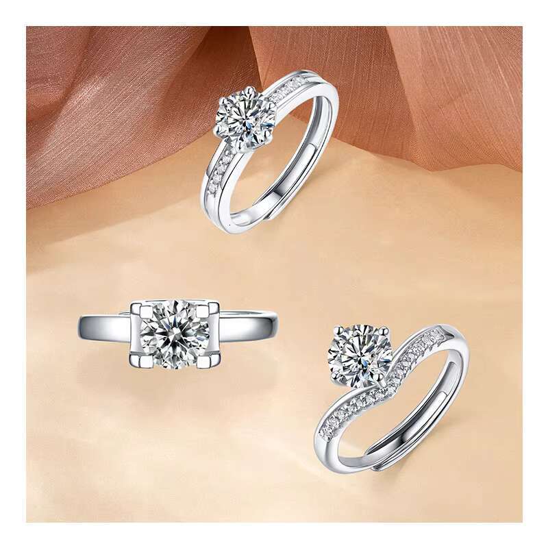 MOQ 1 Moissanite Ring Men Women Wedding Engagement Diamonds Cross Moissanite Ring Custom 925 Sterling Silver Heart Fashion Rings