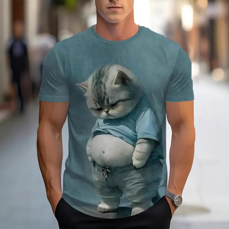 Luxury designer Short sleeved 3D Digital Printed Animal Printed T-shirt Summer Round Neck Men's Top tee