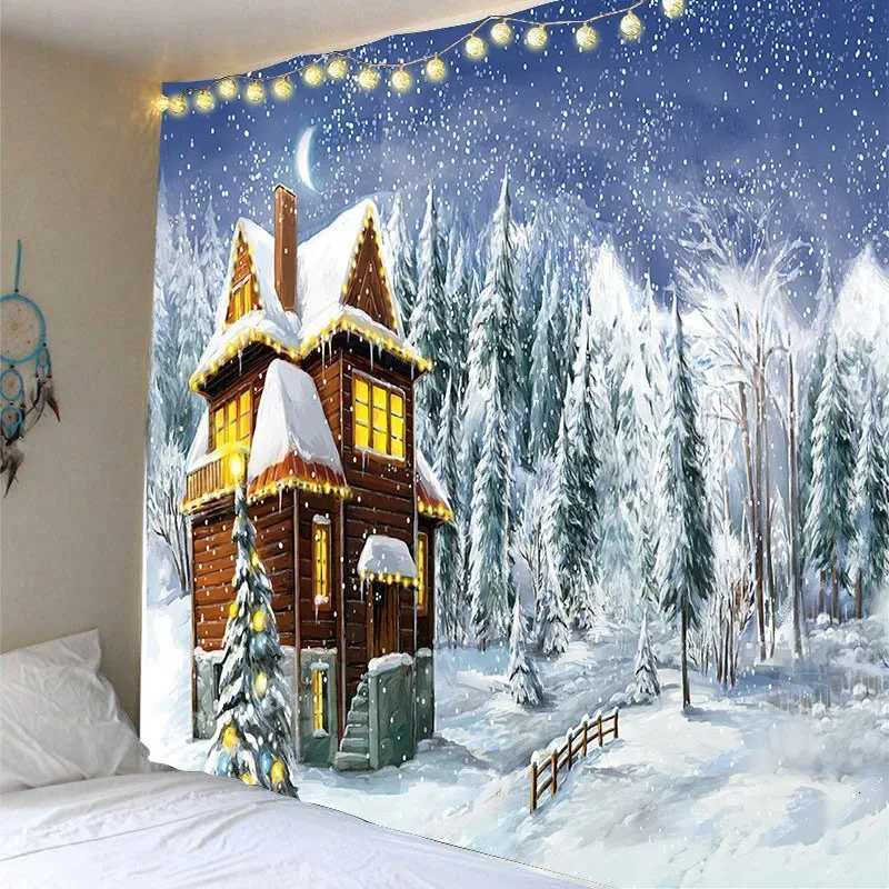 Santa Claus Tree Snowman Decoration Tapestry Hanging Tarot Cards Hippie Wallcloth Dormitory Home Decoration Christmas DecorationM251125