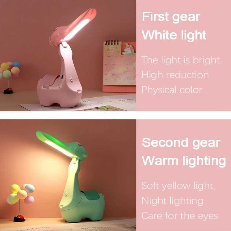 Creative Cute Alpaca Flexible LED Study Desk Lamp with Pen Holder Bedside Color Adjust Table Lamp for Kids Student RoomM251125