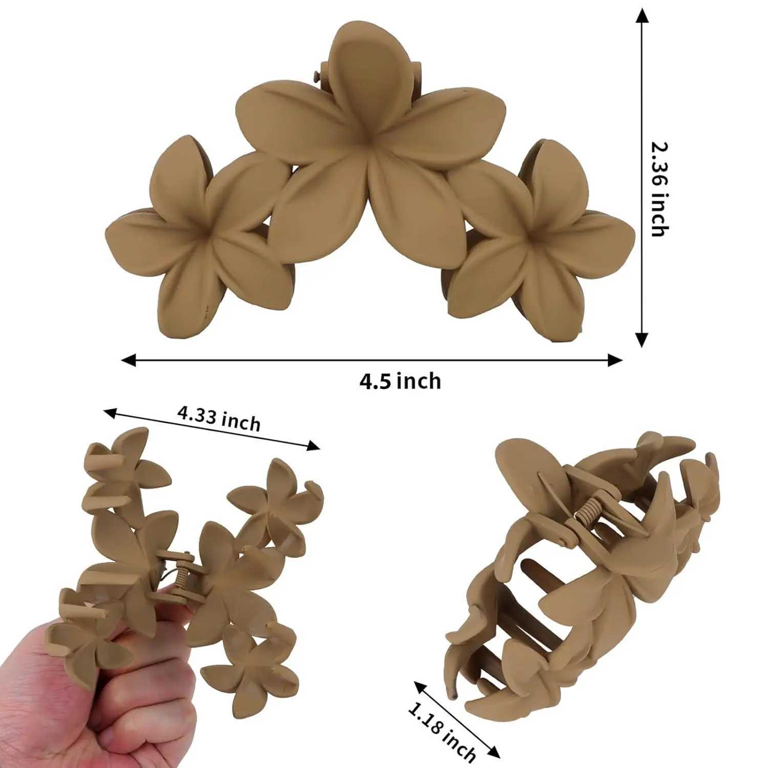 4 pieces of flower clip anti slip matte flower womens big claw clip Hawaiian hair clip Power styling beach hair clipT250425