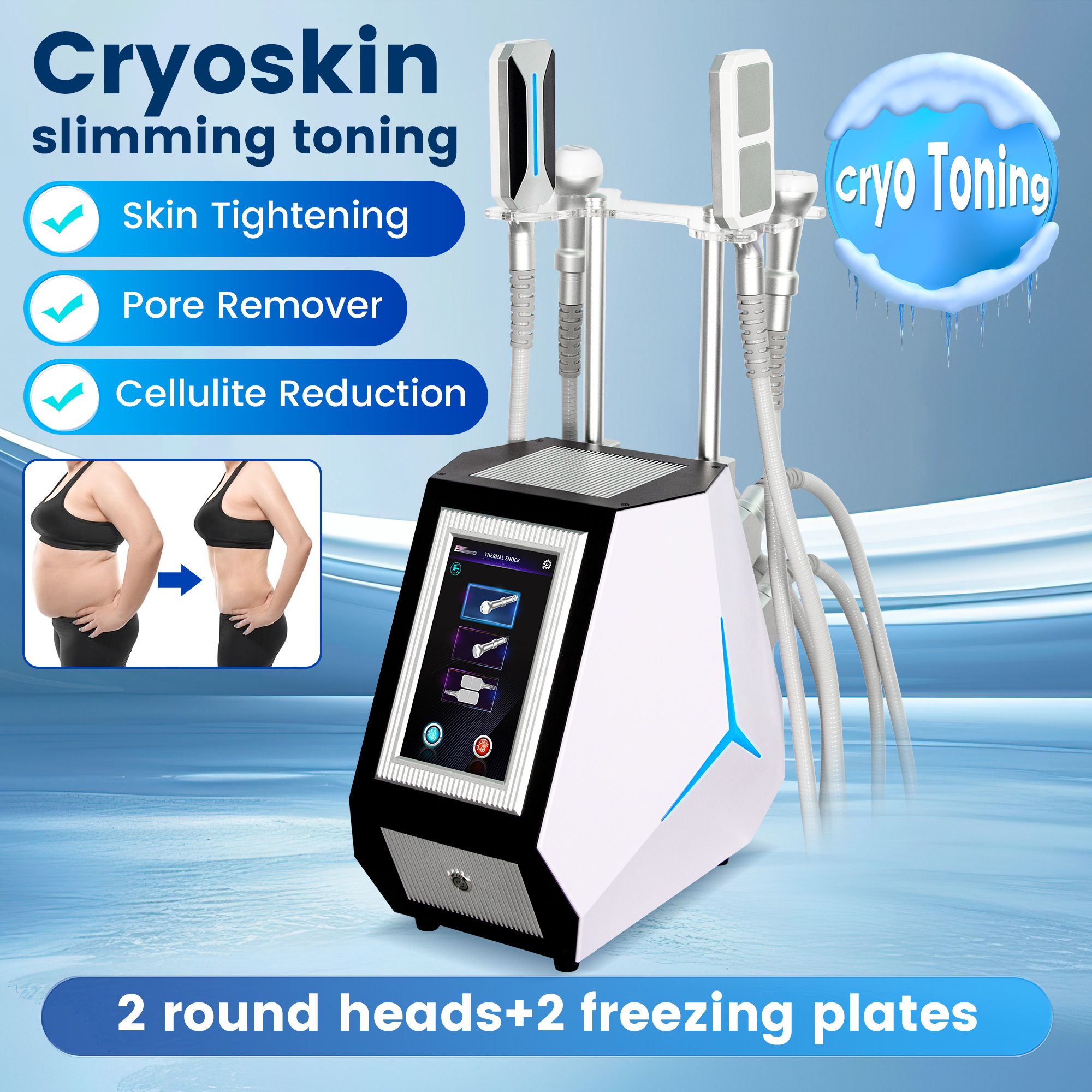 4 in 1 Cold Hot Instruments Firming Cryo TShock Body Slimming Machine Cooling Sculpture Freezing Fat Removal Tightening Crio