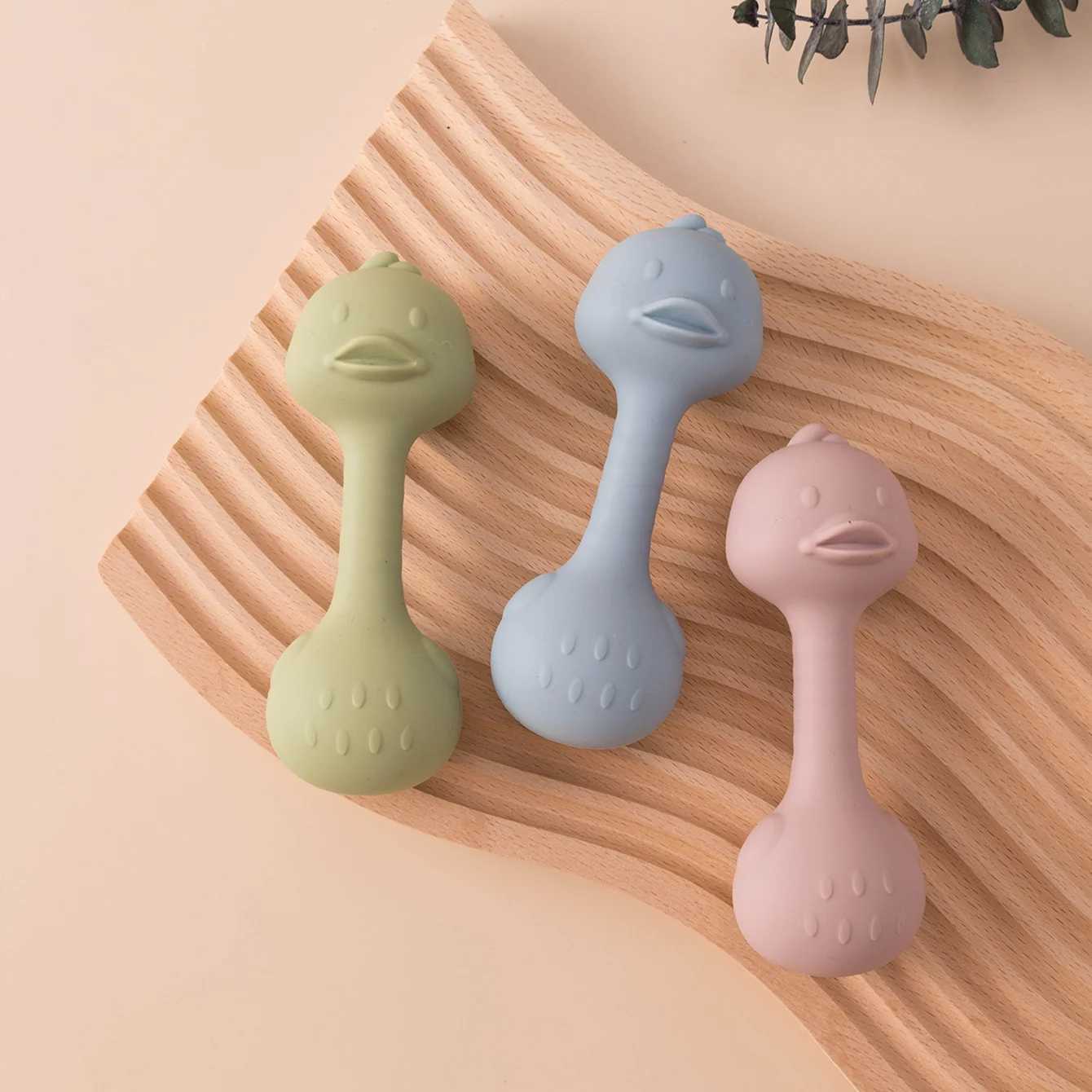 1PCS BPA Free Silicone Baby Teether Rattle Chew Toy Duck Shape Infant Teething Toys Newborn Safe Sensory Learning Accessories G251125