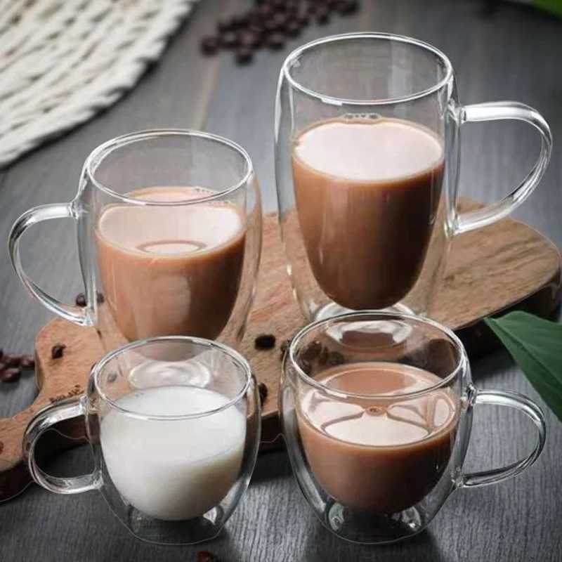 150/250/350/450ml Double Wall Coffee Mugs High Borosilicate Glass Heat Resistant Milk Juice Water Cup Espresso Shot Glasses Y251125