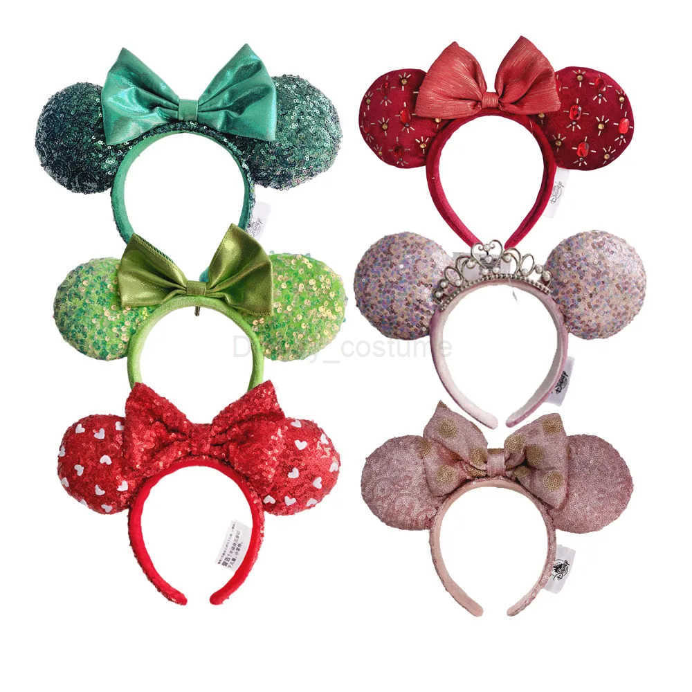 Disney Mickey Minnie Ear Headband Mermaid Princess Holiday Party Headband Earband COSTUME Cosplay Plush Adult/Children Christmas Gift X250425