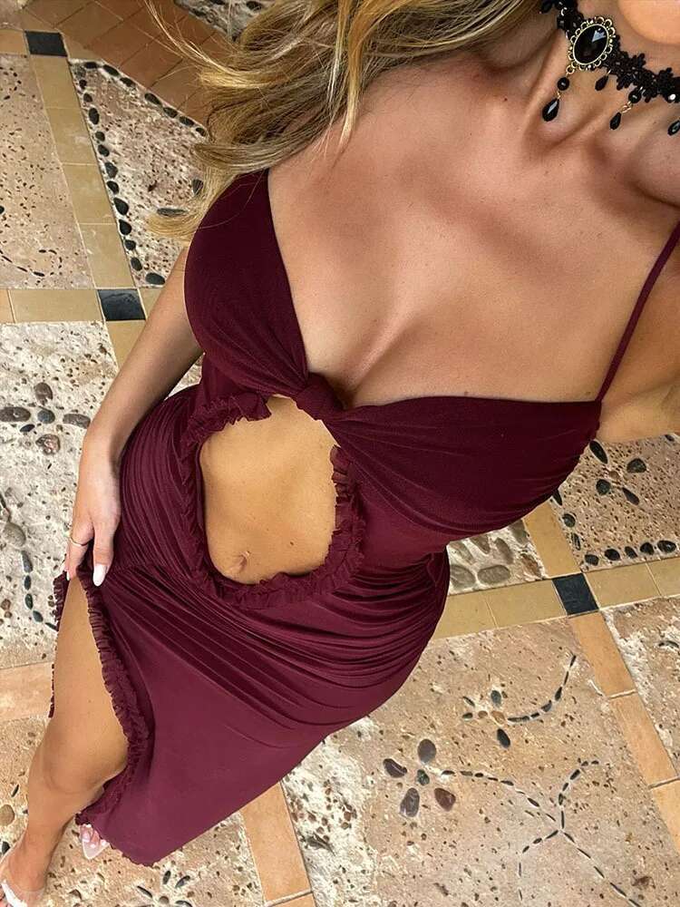 Dongdumaoyi Townlike Print Slim Bodycon Dress Women Spaghetti Strap Spring Summer Backless High Split Sexy Party Dresses