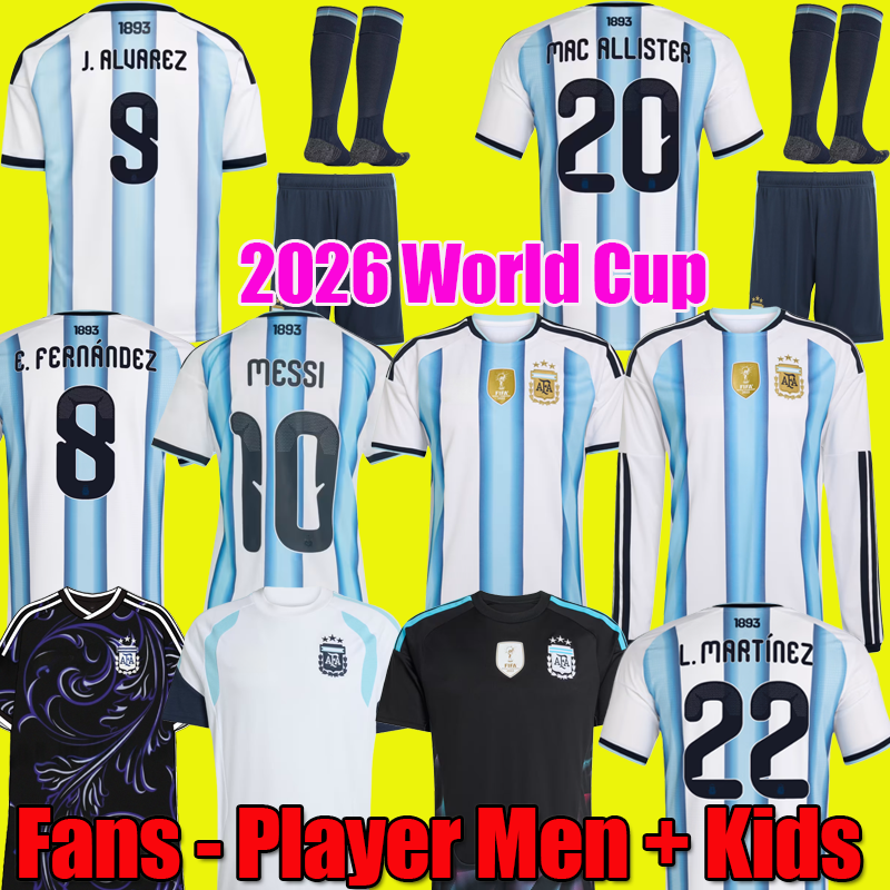 2026 World Cup Argentina messis Pink special Fans player version 3 stars soccer Jerseys copa football shirt kit Men Kids kits set anniversary home away gk top 26