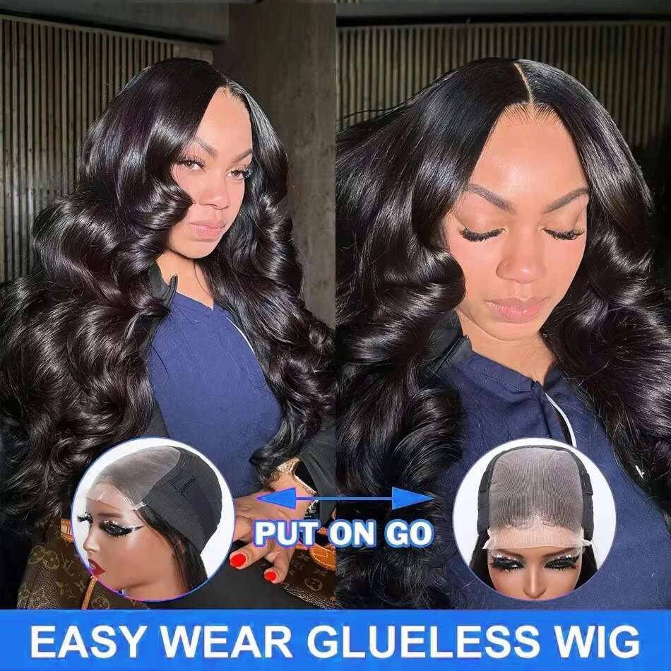 30 40 Inch Body Lace Front Wig Human Hair 13X6 Hd Transparent Frontal Glueless Pre Plucked Black For Women Water Wave