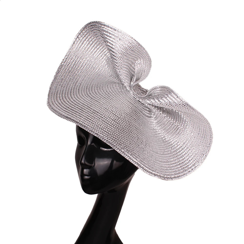Glitter Gold Fascinator Lady Fascinator Hats Summer Wedding Big Millinery Vintage Elegant Ladies Fedora Church Bridal Headdress 250424