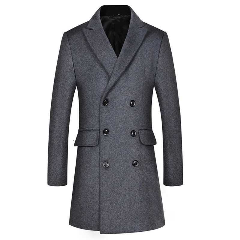 Winter Wool Coat Men Double Breasted Warm Wool Blends Long Male Pea Coat Plus Size Casual Man Trench Coat FashionT251125