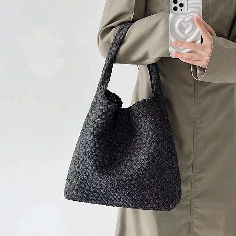 2025 Designer Woven Tote Bags For Women Denim Shopping Fashion Large Capacity Shoulder Bag Casual Handbag