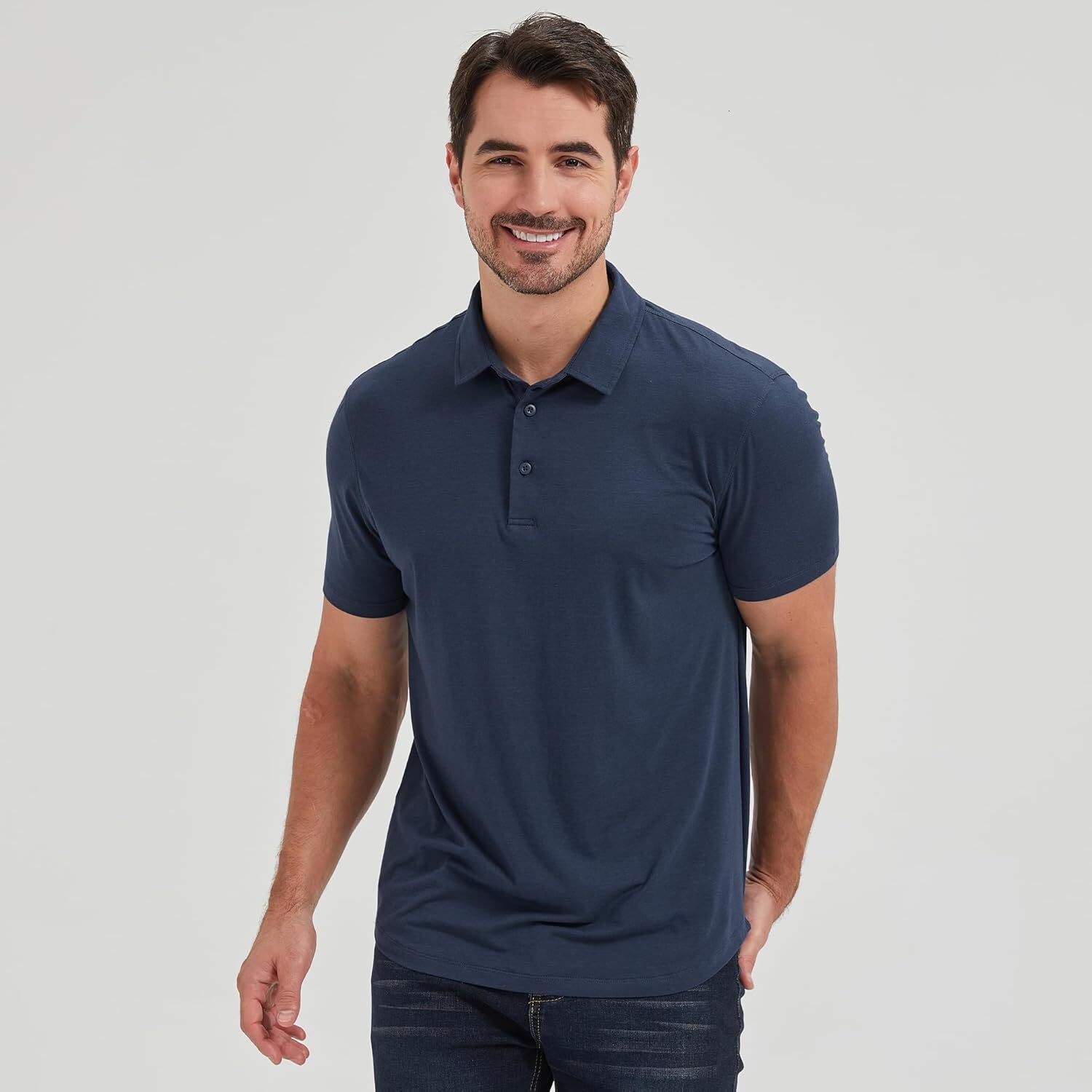 Mens Polo shirt Mens Lightweight Bamboo Curved Hem Casual Collared Golf Shirt Casual tops summer clothes Short sleeve