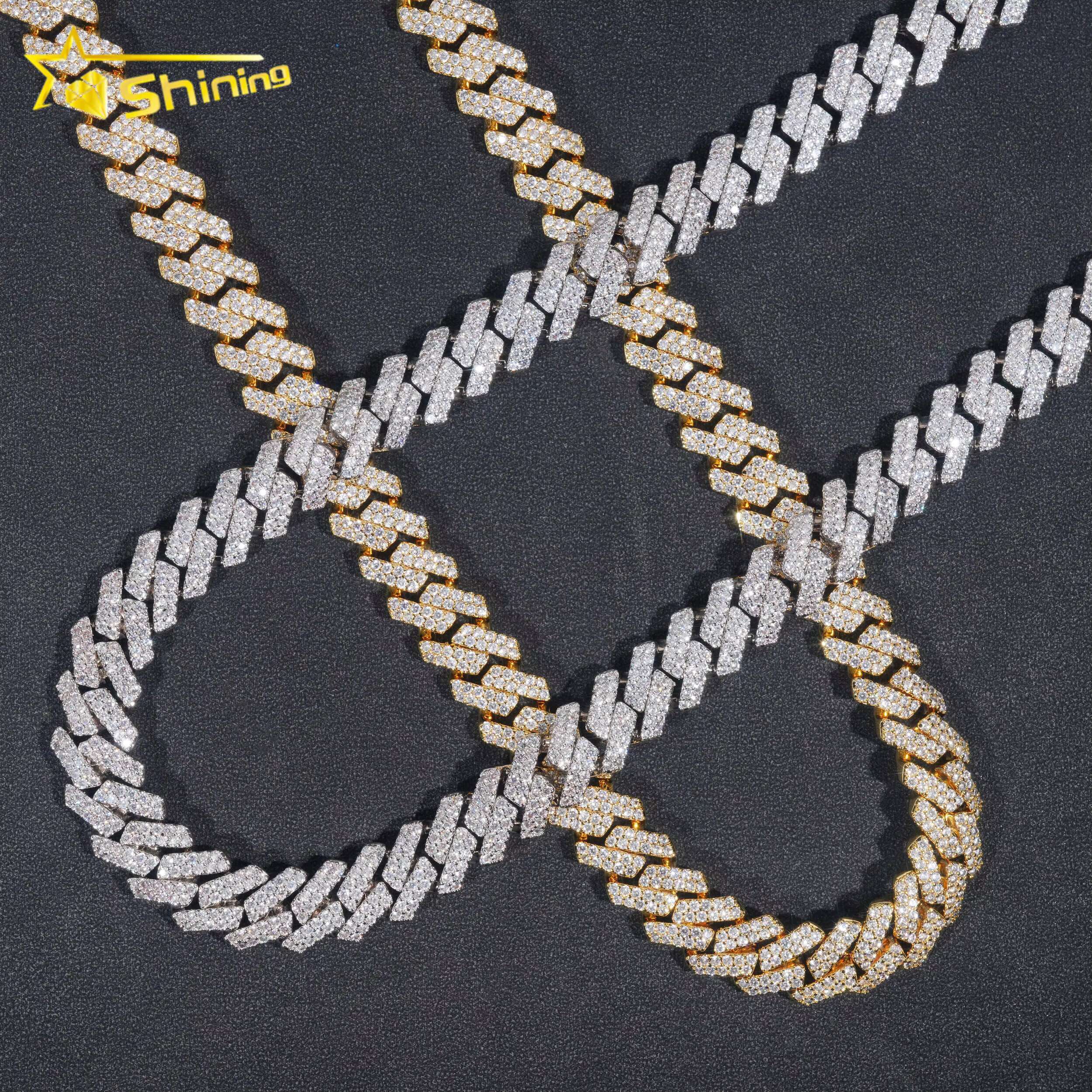 Wholesale Price Hip Hop Cuban Chain Fashion 18K Gold Plated 13MM Brass Cubic Moissanite Diamond Cuban Link Chain