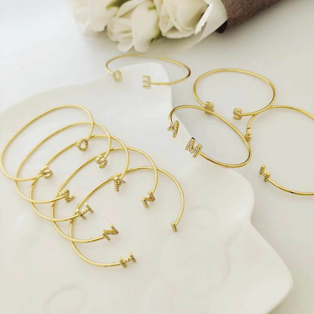 AI Zircon Bangles Personality Name Words Letters Custom Bracelet & Bangle Women Jewelry