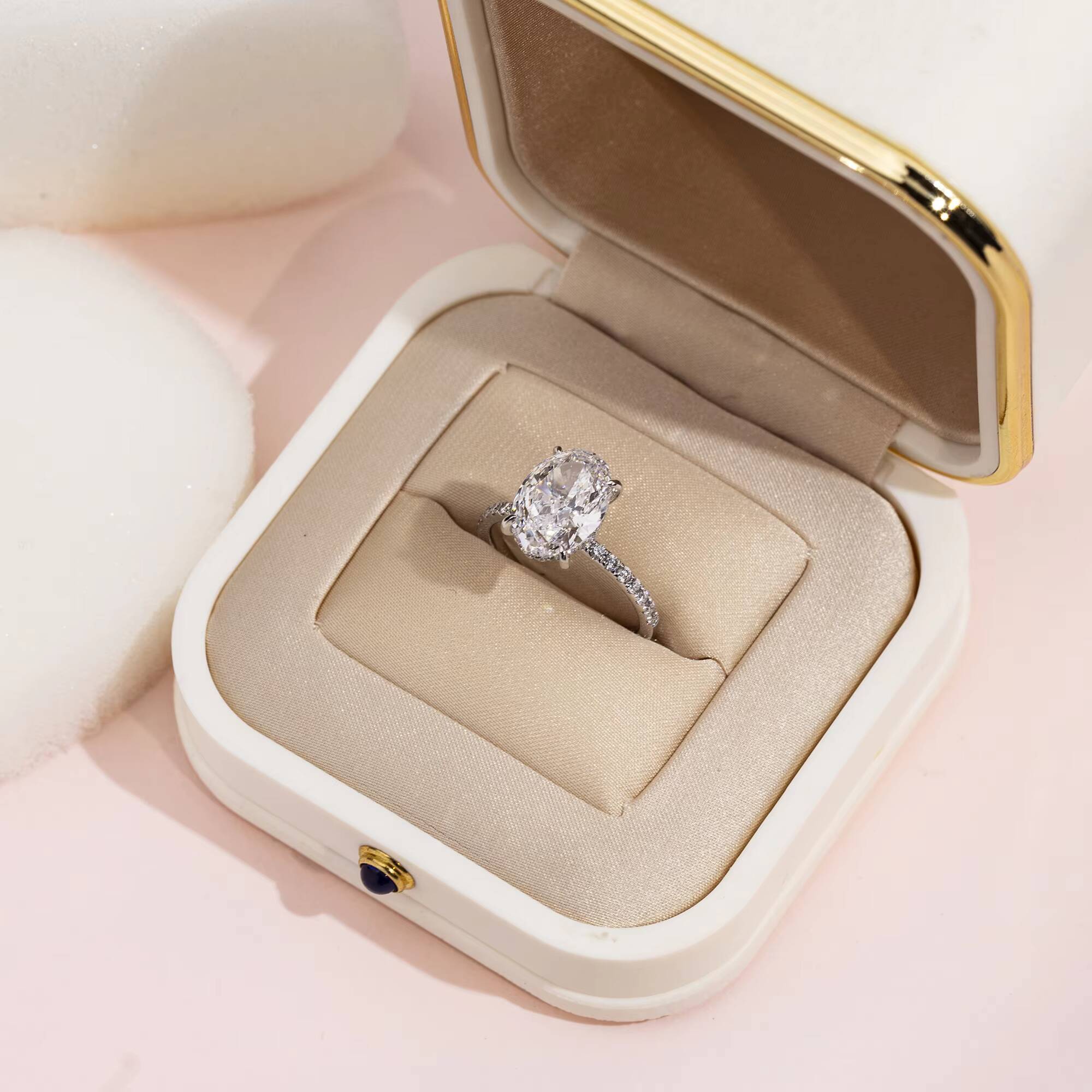 Custom Jewelry Engagement Wedding 18k White Gold Oval 1CT 15CT 2CT 3CT IGI Lab Grown Diamond Ring