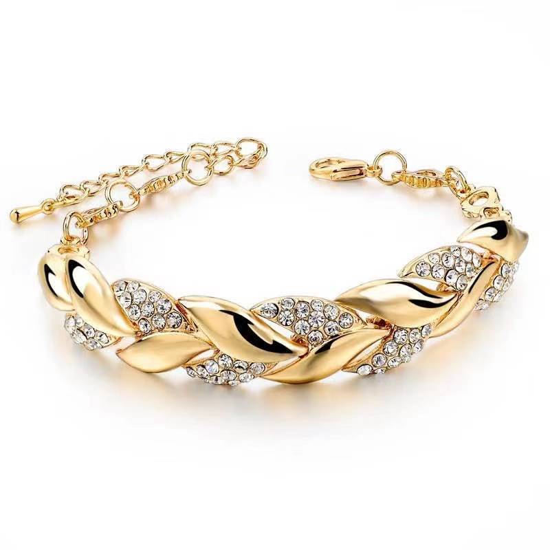 Gold Leaf Full Drill Adjustable Bracelet designer bracelet women luxury jewelry gold mens bracelet designer silver bracelet men love bracelet bangle b - view 6