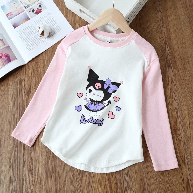 DISNEY Baby designer clothes Girls' clothes baby girl cartoon print T-shirt long sleeves children's round neck top.