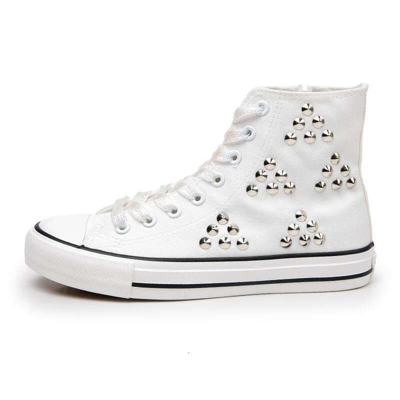 Spring and summer lace-up side zipper rivet breathable hole short canvas flat inner heightening large size women's shoes