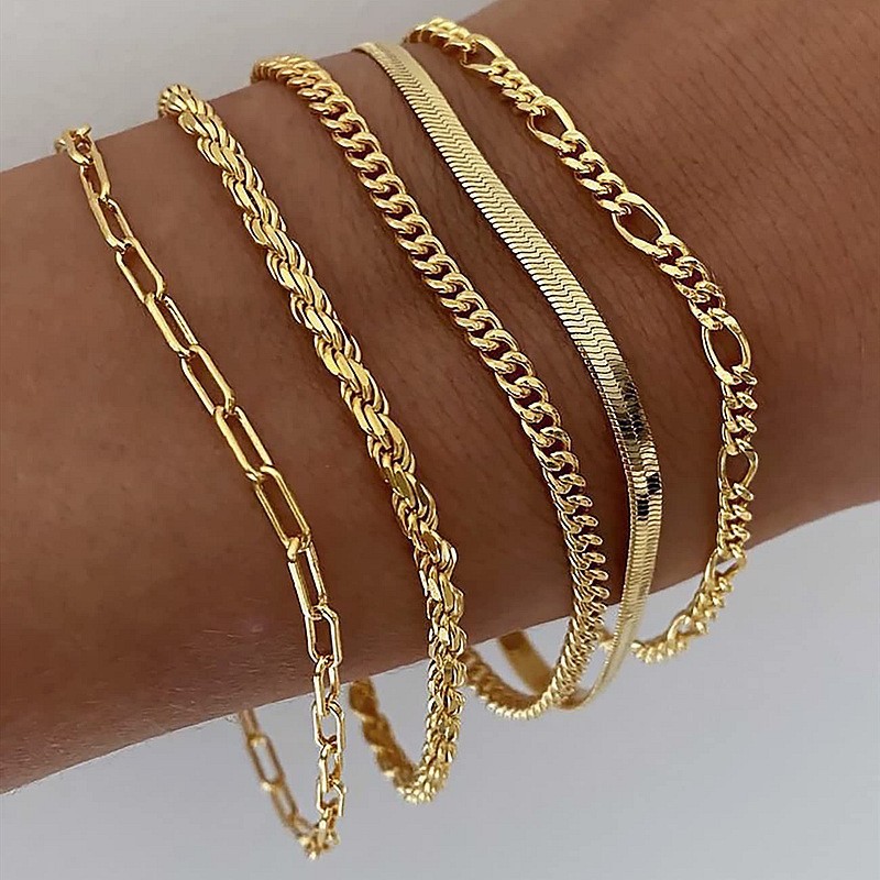 5 Pcs Punk Trendy Multilayer Bracelets Set for Women Elegant Delicate Twist Sparkling Adjustable Bangles Jewelry Couples Gifts designer bracelet women - view 4