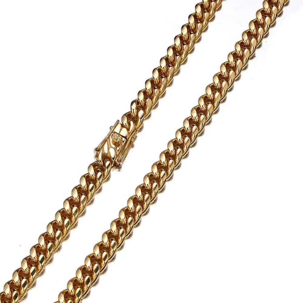 TOPGRILLZ Stainless Steel Gold Color Cuban Chain Faucet Button Hip Hop Fashion Jewelry For Gift 6MM/10MM/12MM/14MM/16MM/18MM