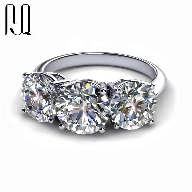 PYQ VVS 4ct Moissanite Woman Rings 925 Silver Three Stone Rings with 2ct1ct1ct Elegant and Luxurious
