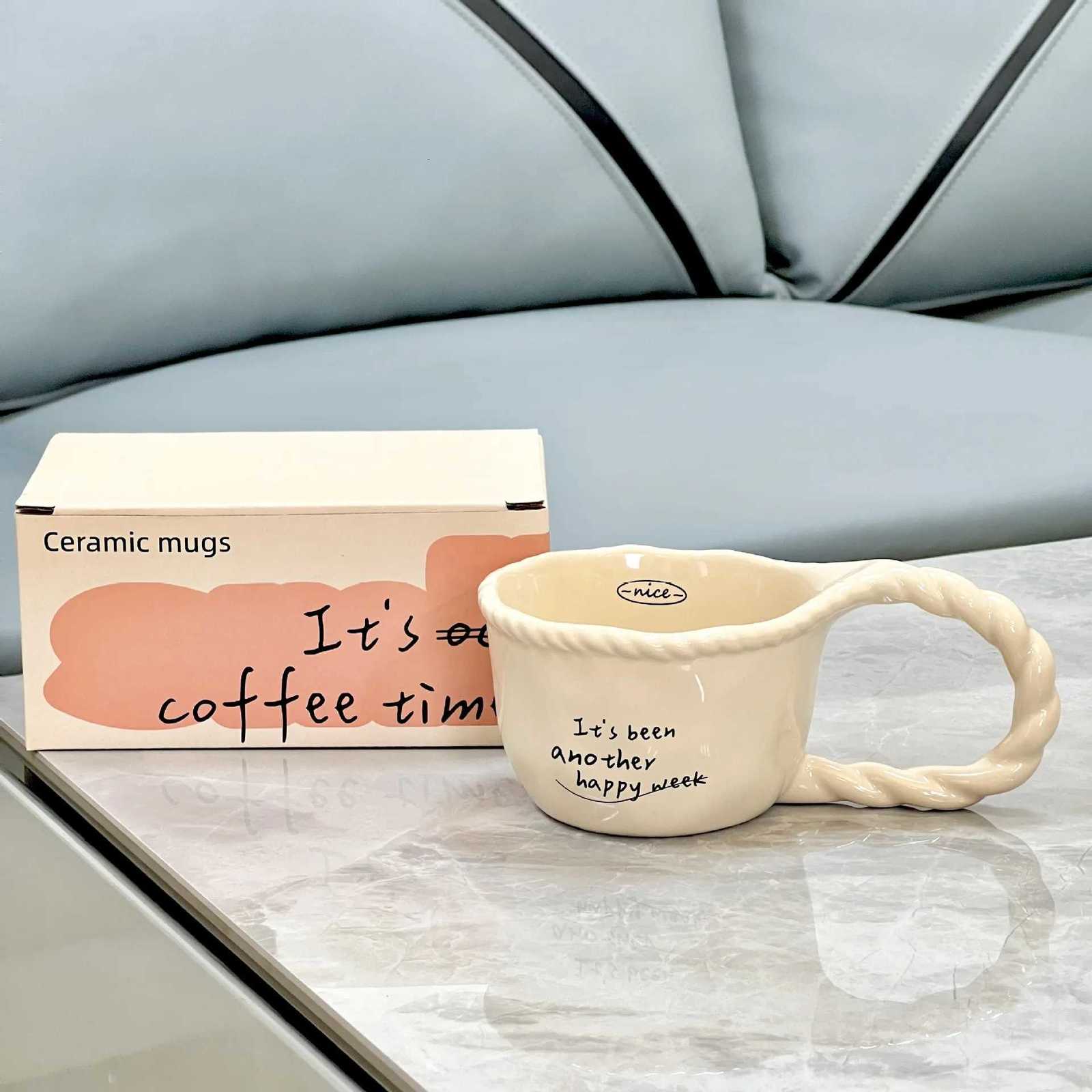 Creative Design Ceramic Mug Milk Coffee Cup Home Office Drinking Cup Simple Style Mugs Gift for Girls Y251125