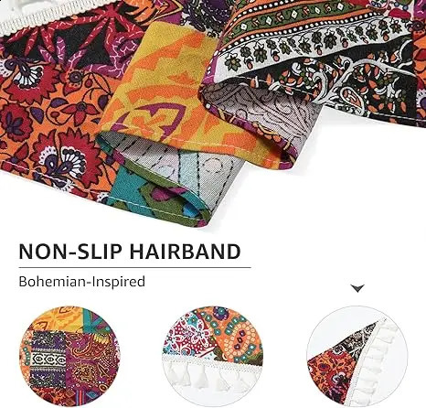 3 packs of Bohemian lace hair bandages - chiffon headscarf suitable for women and girls - Bohemian printed headband 250423