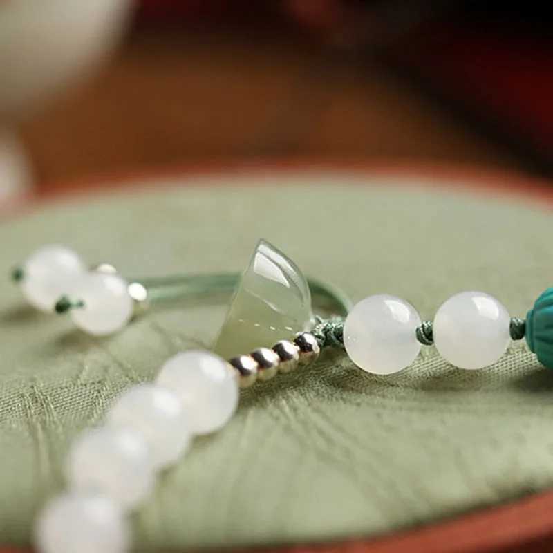 White Jade Lotus Natural Hetian Jade Handmade Beaded Jade Beads Crystal Bracelet Fashion High Quality Bracelet J251125