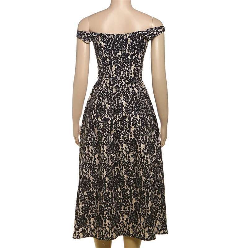 Dongdumaoyi Townlike Print Waist Wrap A Line Pleated Dress Women Summer Midi Long Off Shoulder Nightclub Sexy Party Dresses