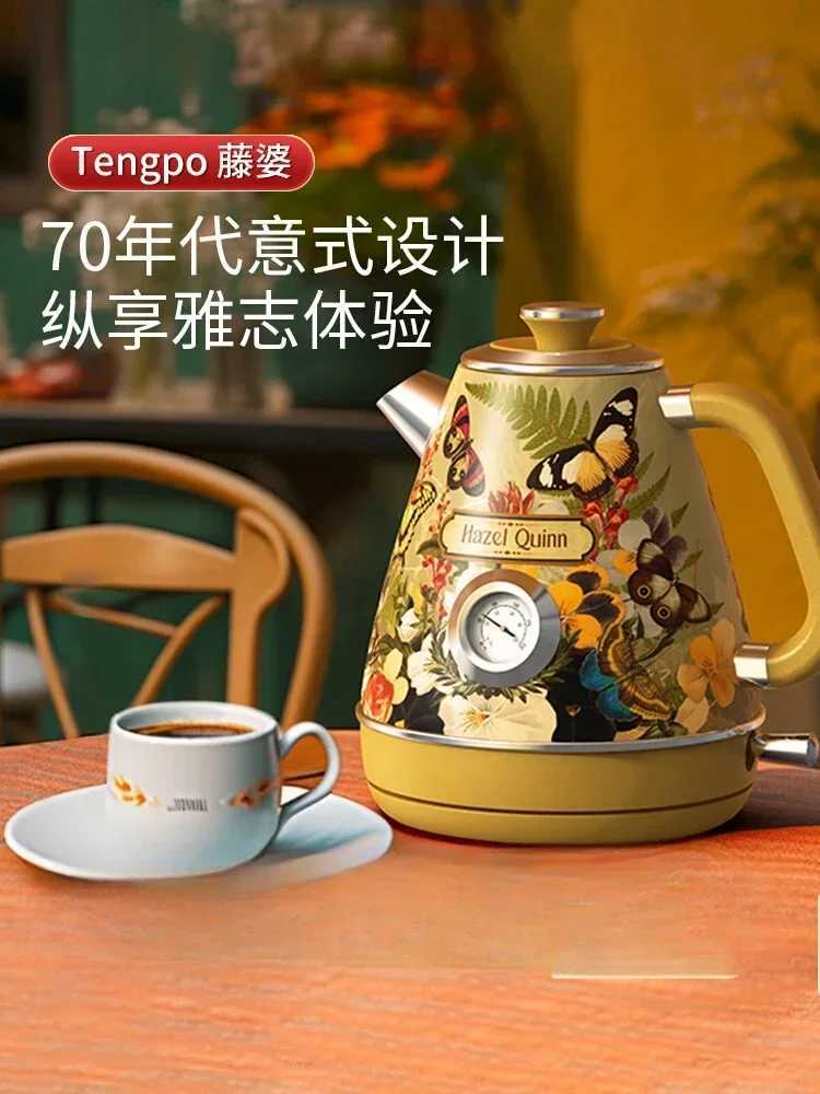 220V Vintage Electric Kettle with Unique Brazilian Artist Hand-painted Design 304 Stainless Steel C C251125