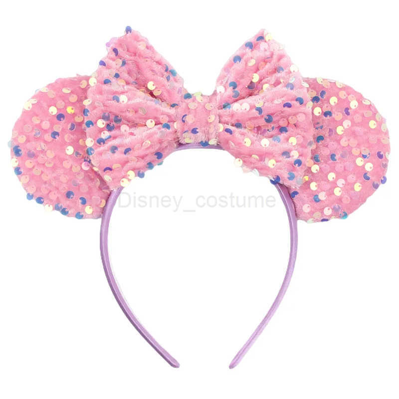 Disney Mickey Mouse Earband Headband with Colorful Scales and Shining Beads Bow Headband for Children Girls Hair Accessories Adult Hair X250425