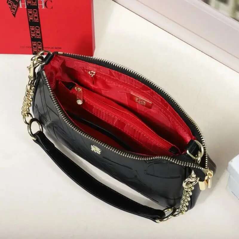 CH Women's Handbag Partition Durable Brand Fashion Large Capacity Bent Moon Simple Shoulder Crossbody Bag