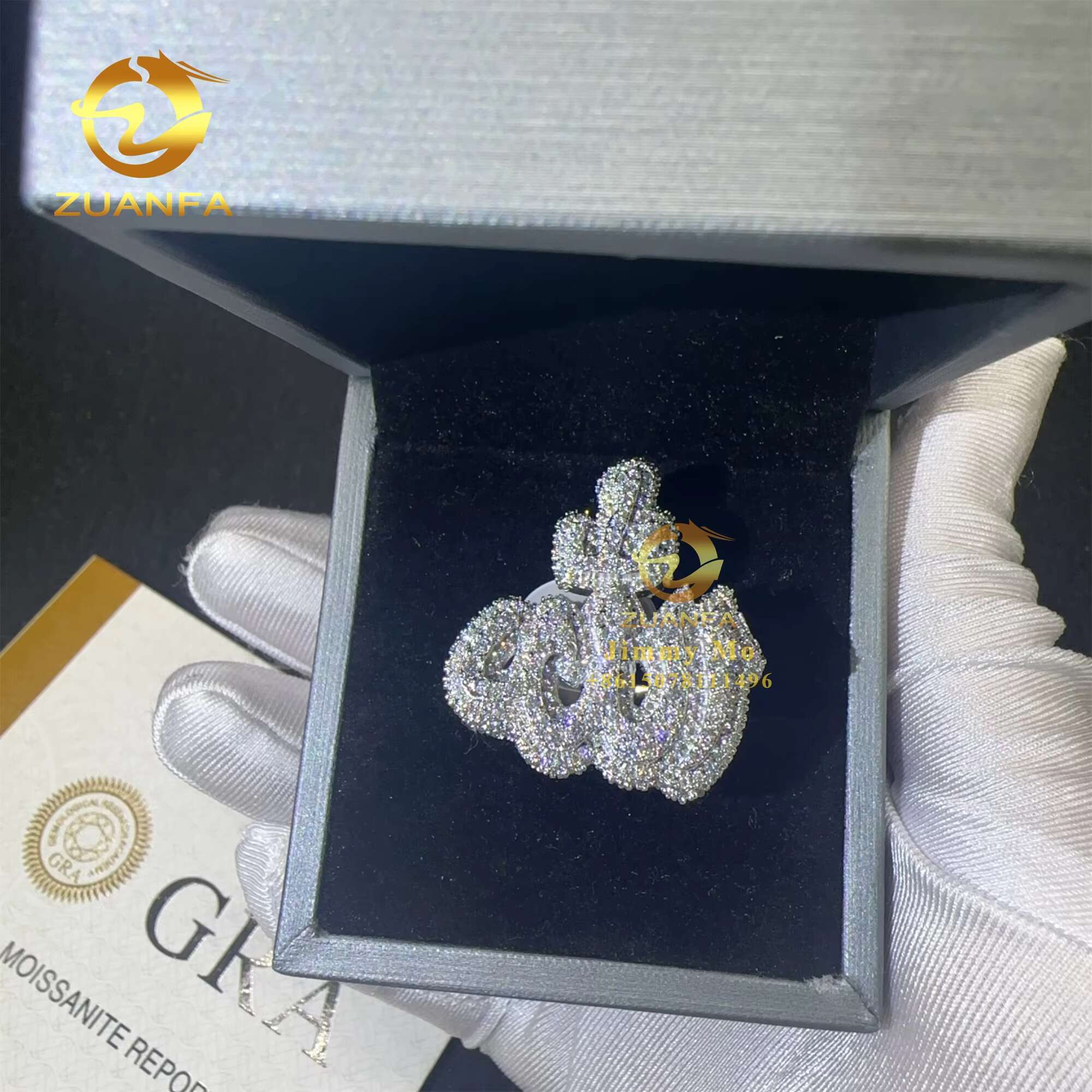 2025 New Design Buss Down GRA Certificates Religious 925 Sterling Silver VVS Moissanite Diamond Hip Hop Iced Out Allah Ring Men Fashion rings