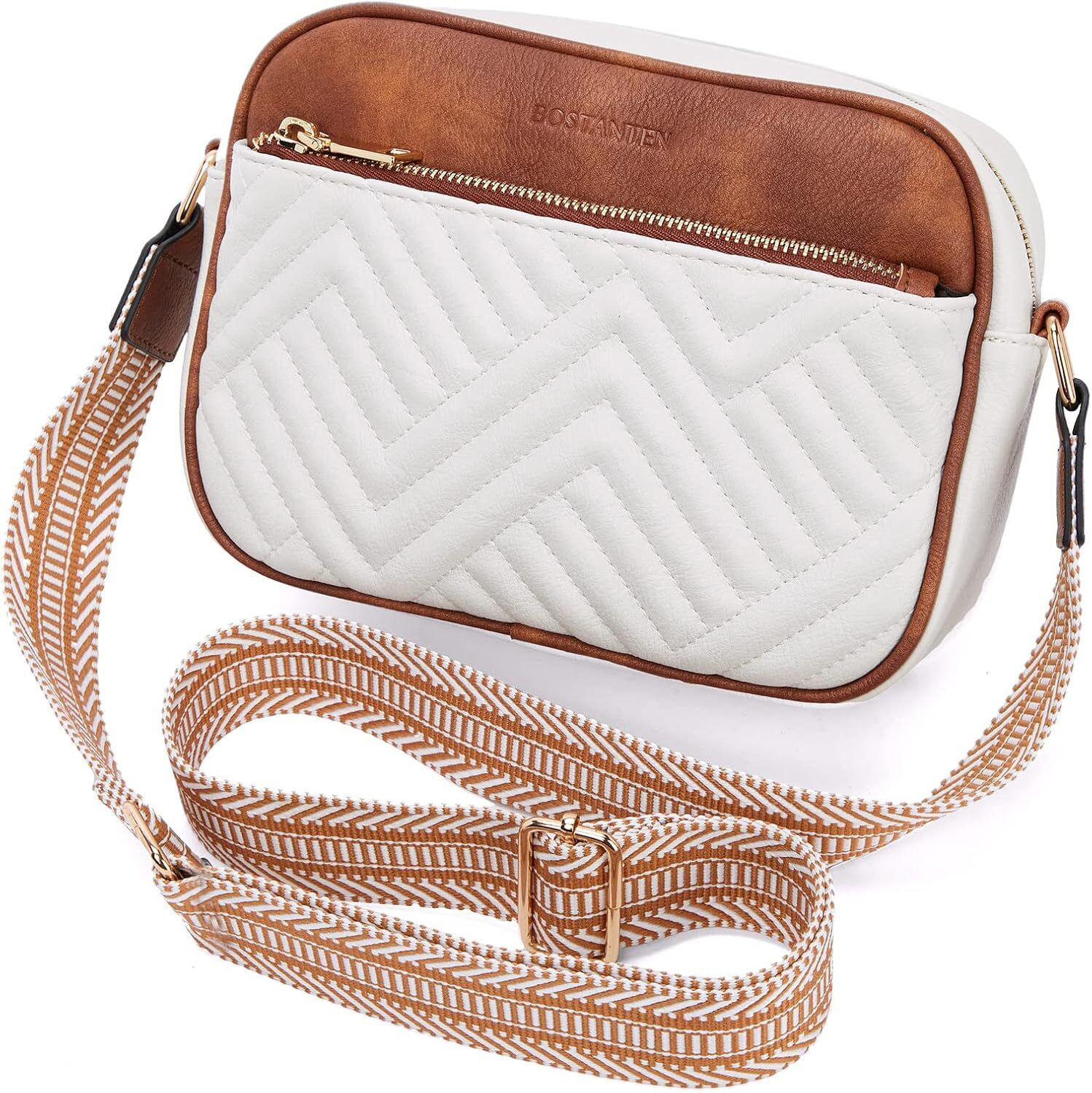 Quilted Crossbody Bags For Women Vegan Leather Purses Small Shoulder Handbags With Wide Strap