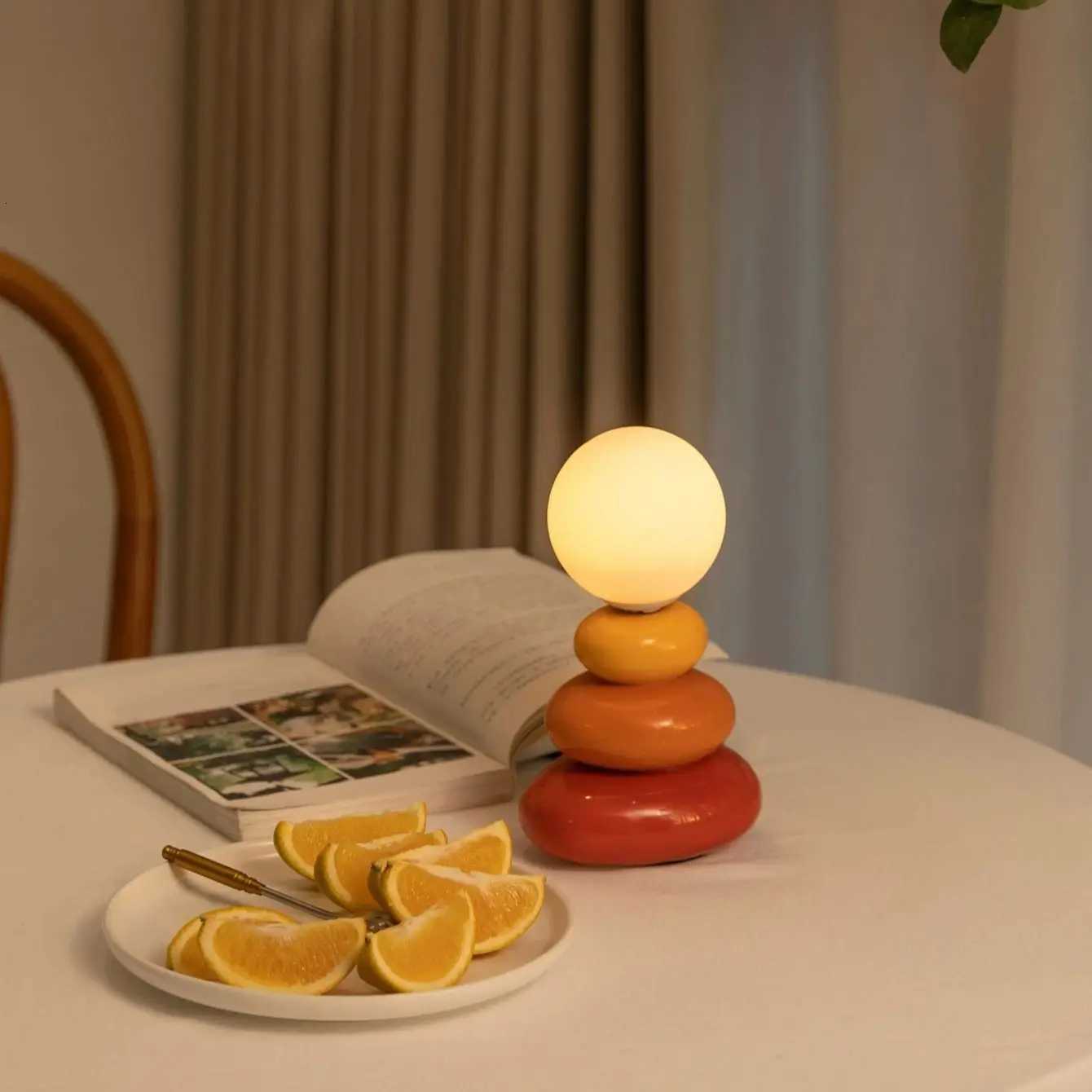 Colorful Stone Table Lamp LED neutral light Bedroom Bedside lustre Lamp Creative Nordic Stacked Stone ShapeM251125