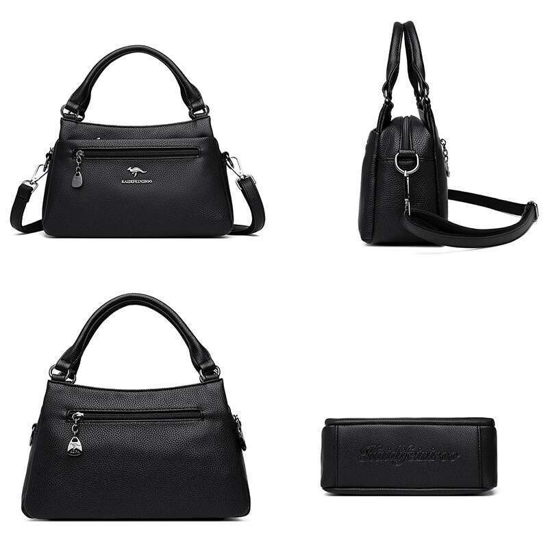 100% Top Layer Cowhide Handbag Solid Color Designer Brand Women's Crossbody Exquisite Hardware Shoulder Bags