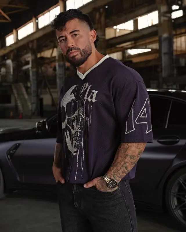 2025 New American Mens Loose T-shirt Running Fitness Running Training Small Mesh Short Sleeve W250425