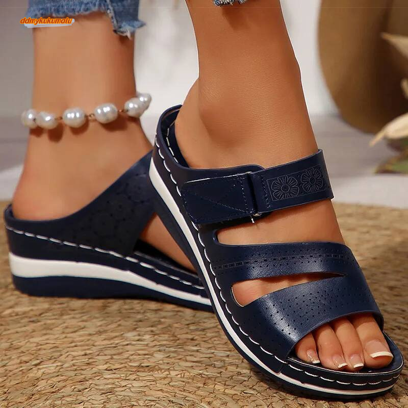 Women's 2025 New Shoes Women Wedges Heels Casual Indoor Outdoor Slippers Summer Sandals Chaussures Femme ddmykukumalu