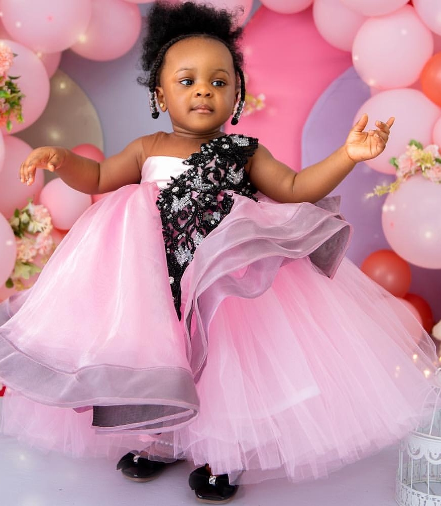 2026 Pink Ball Gown Flower Girl Dresses Bow Lace Beaded Sheer Neck Little Girl Christmas Peageant Birthday Christening Tutu Dress Gowns ZJ4242