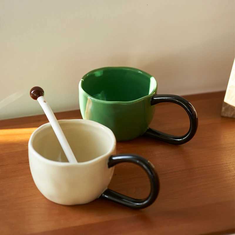 Household Large Capacity Ceramic Coffee Cup Daily Solid Color Office Creative Water Mugs Simple Restaurant Breakfast Milk Cup Y251125