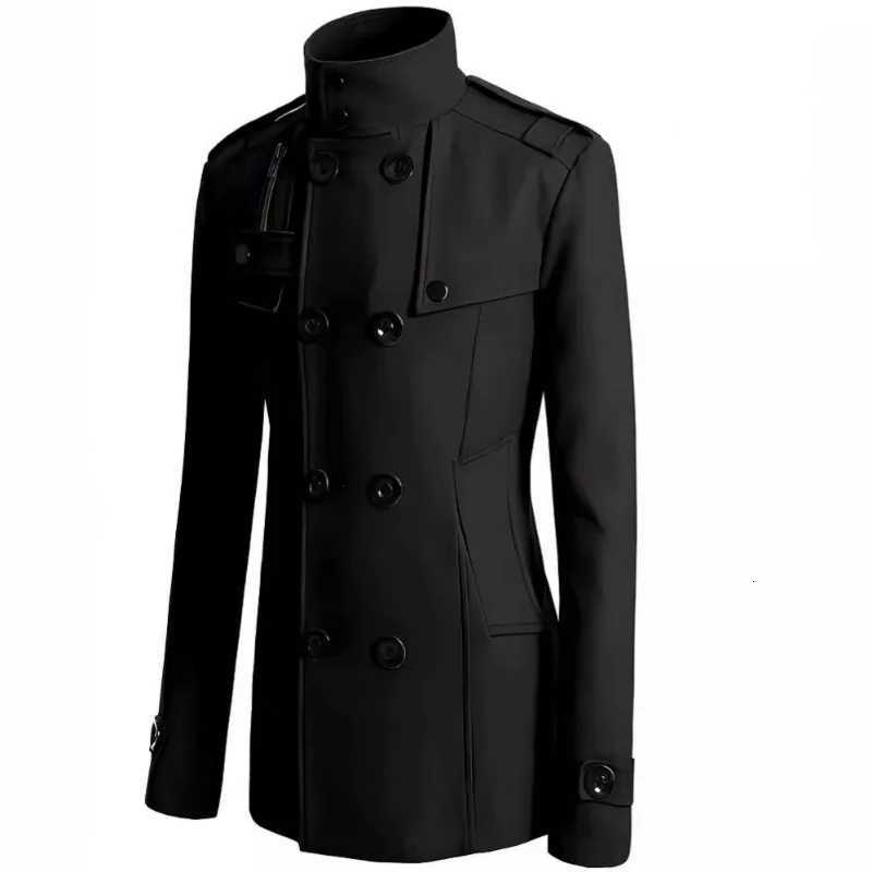 New Mens Woolen Coat Slim-fitting Medium and Long Woolen Trench Coat MenT251125